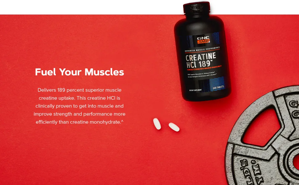 GNC AMP HCl 189, 120 Tablets 60 Servings (Pack of 1) - Fuel Your Muscles.