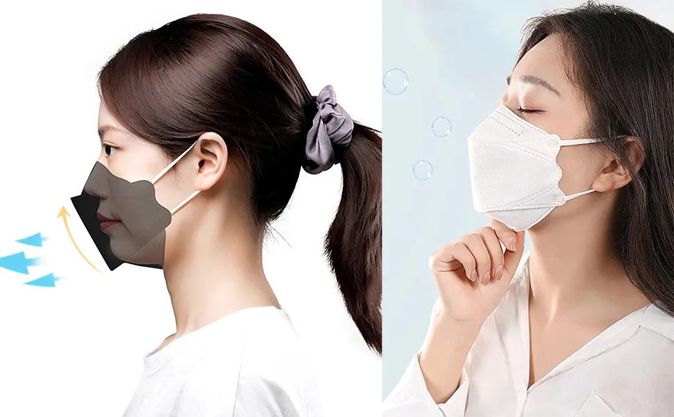 50PCS KF94 Mask Black Disposable Face Masks Mix-Navy 4-Ply Protection 3D Face Shield for Adults - Black Disposable Elastic Earloop Face Mouth Mask