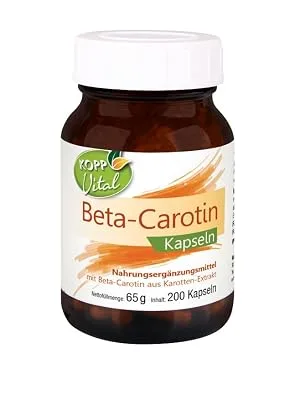 KOPP Vital Beta-Carotene Capsules | 6 x 200 capsules | 65 g | Carrot extract | Vitamin A | Pharmacy quality - Carotin