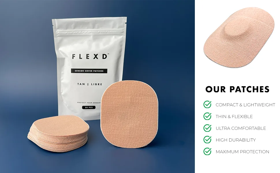 Flexd - Freestyle Adhesive Patches (30 Pcs) - Libre Adhesive Patch Covers for CGM - Tan - covers cover
