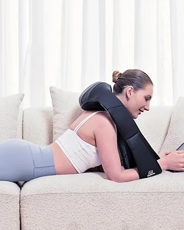 Snailax Massage device with heat function & Shiatsu foot massage device with heat function 18 flexible kneading massage heads foot warmers electrical foot massage device for relaxation black bundle with foot massage device - Nackenmassagegerät