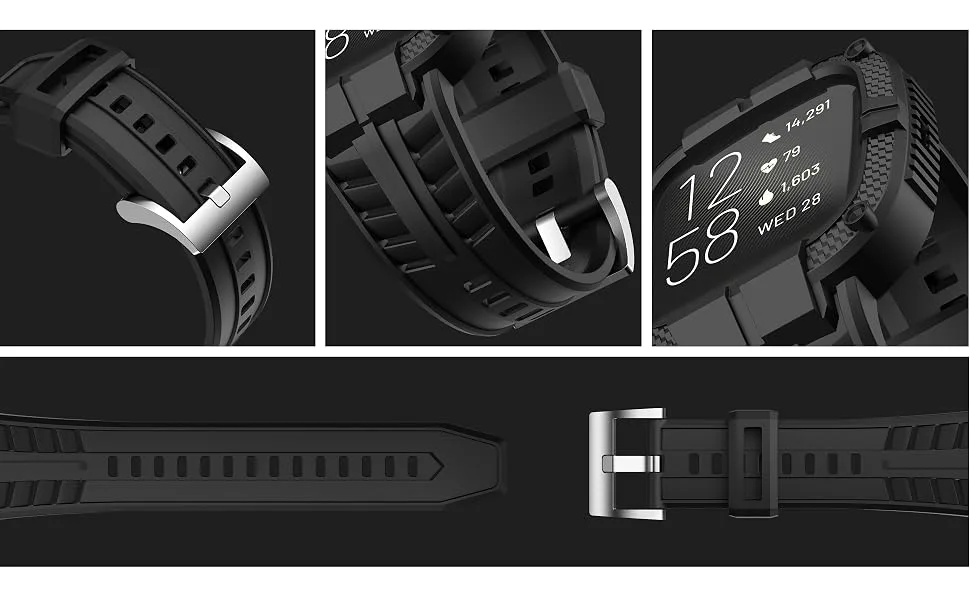 GELISHI Compatible for Fitbit Versa 2 Bands with Case, Protective Case Band Rugged Sport Wristbands Strap for Men Women - Black - rugged fitbit versa 2 band with protective bumper case