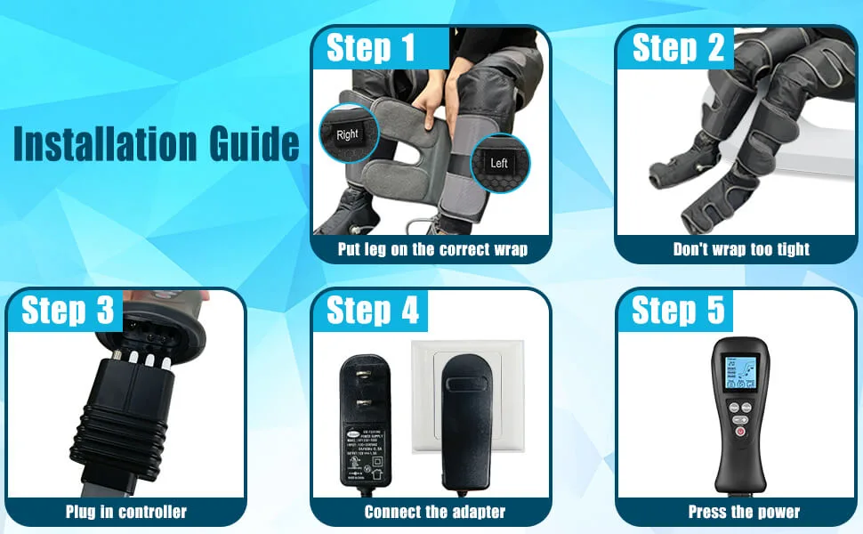Leg Massager with Air Compression for Circulation & Muscles Relaxation, 2 Heat Levels Function, Feet Calf Thigh Massage Sequential Massager Device with Handheld Controller, 4 Modes 4 Intensities - leg massager