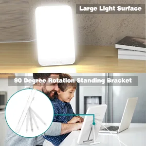 Light Therapy Lamp, Ultra-Thin UV-Free 10000 Lux Therapy Light, Timer Function, Adjustable Brightness Levels, Two Color Temperature, 90° Rotatable Stand for a Happy Life - Light Therapy Lamp