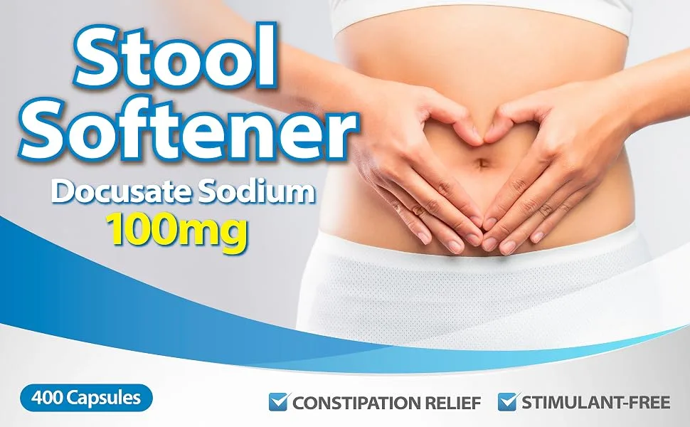 HealthA2Z® Stool Softener | 400 Capsules | Docusate Sodium 100mg | Dependable | Gentle Constipation Relief - HealthA2Z Docusate Sodium Stool Softener 400