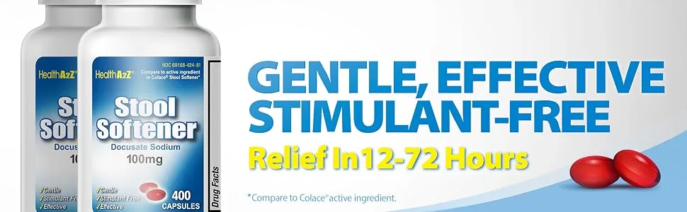HealthA2Z® Stool Softener | 400 Capsules | Docusate Sodium 100mg | Dependable | Gentle Constipation Relief - HealthA2Z Docusate Sodium Stool Softener