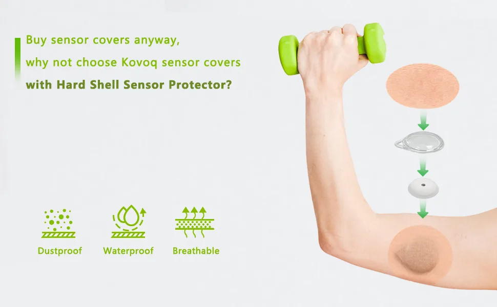 Sensor Covers for Freestyle Libre 2, (40 Pack) Adhesive Patches Waterproof 40+2-Black - Kovoq hard shell