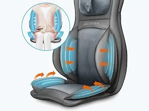 Comfier Shiatsu massage seat support with kneading rolling vibration and air compression massage massage coverage with heat function for neck shoulder back and thighs father's daily gift - product information 27