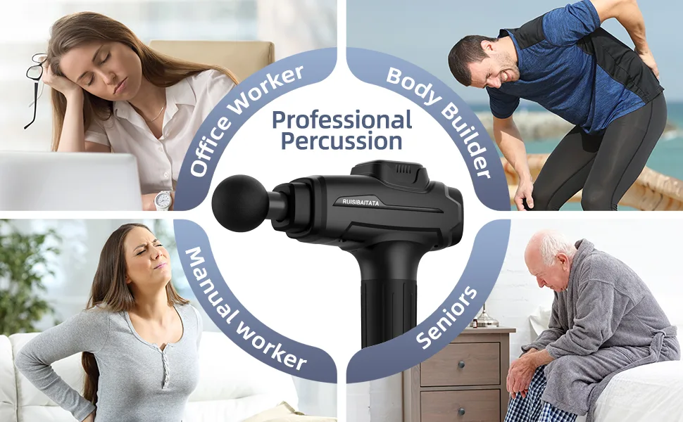 Massage Gun Deep Tissue Percussion Massager for Athletes, Recovery and Pain Relief, Upgrade Silence Handheld Relaxation Electric Massager(Black) R-black - massage gun
