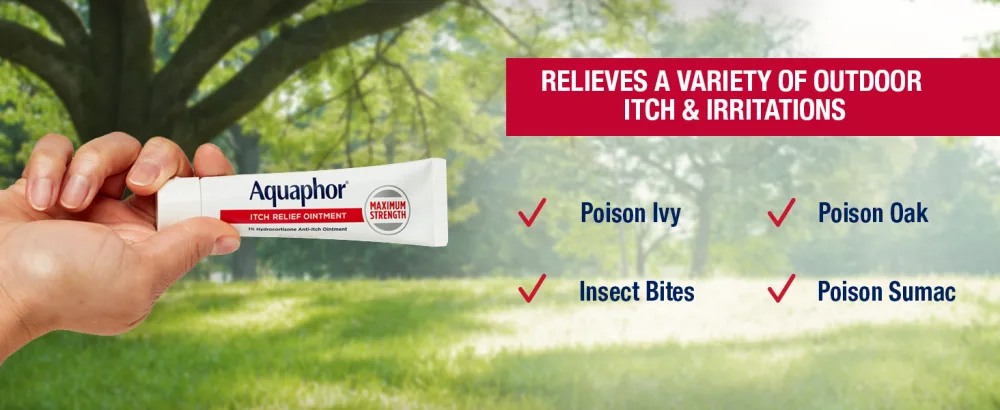 Aquaphor Itch Relief Ointment, 1% Hydrocortisone Anti Itch Skin Ointment, 1 Oz Tube, 2 Pack - itch relief, hydrocortisone, itchy, bug bites, poison ivy, poison oak, poison sumac