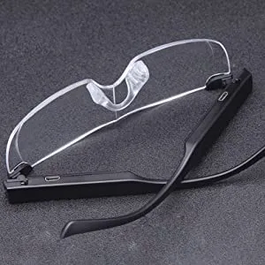 SKYWAY Magnifying Glasses with Light, 200% LED Lighted Rechargeable Magnifier Eyeglasses for Reading Hobbies and Close Work Hands Free Black200 - product information 3