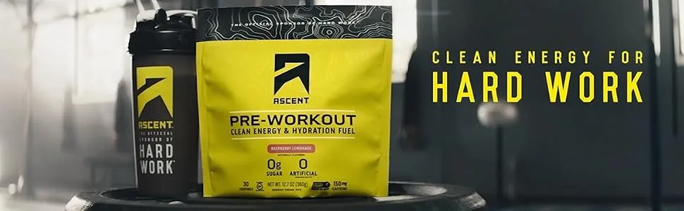 Ascent Pre Workout - Preworkout Powder, Zero Artificial Ingredients, Clean Energy for Men & Women, 150mg Caffeine - Orange Mango, 30 Servings - ascent pre workout