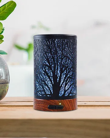 Ultrasonic Essential Oil Diffuser, Cool Mist Aromatherapy Diffuser, 100ml Diffuser with Waterless Automatic Shut-Off Protection&7 Color LED Light Cycle Changing for Home Yoga SPA (Ceramics) - TREE