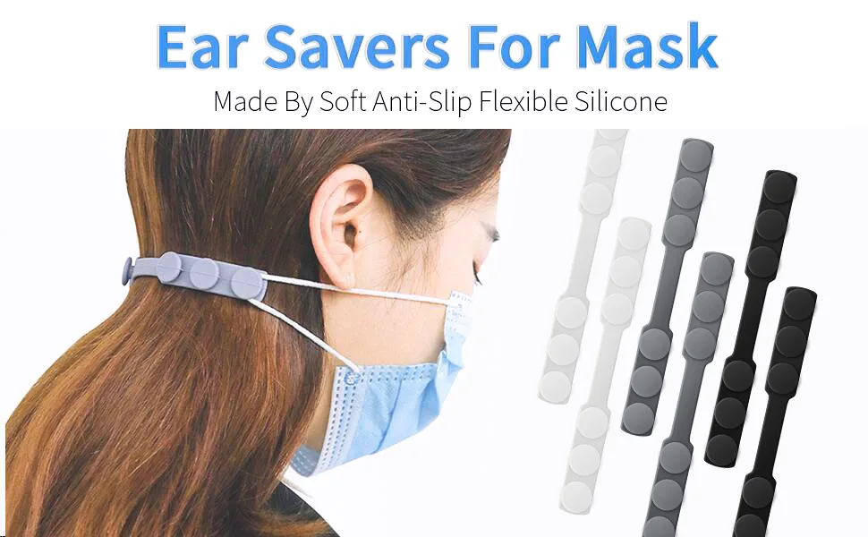 Mask Extender Strap Adjustable Mask Holder Clip Ear Savers for Masks, Masks Extension Hook for Extending Masks Buckle Band 6PC 3 Color - Ear Saver For Mask