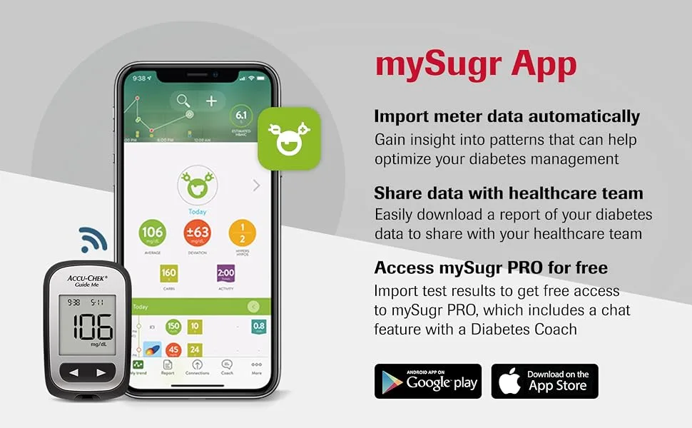 Accu-Chek Guide Meter for Diabetic Blood Glucose Testing - Accu-Chek mySugr App