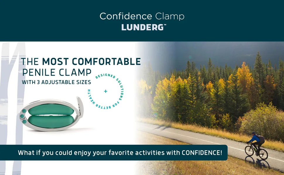 Confidence Clamp by Lunderg - Comfortable Urinary Incontinence Clamp with 3 Adjustable Sizes & Travel Bag - Recommended by Doctors - penile clamp for urinary incontinence