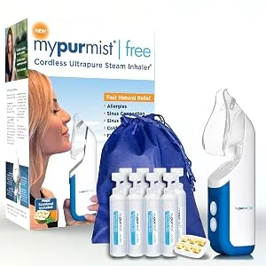 New! 2020 Model mypurmist Free Ultrapure Handheld Personal Vaporizer and Humidifier (Cordless), and Steam Inhaler - allergies, cold, sinus, sinusitis, congestion, steam, inhaler, vicks, humidifier,