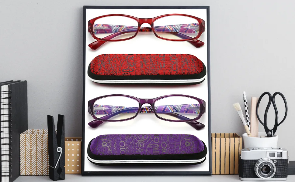 Blue Light Blocking Reading Glasses for Women - 2 Pack Blue Screen Computer Readers with Spring Hinge Magnification Eyeglasses 3.5 Red+purple 3.5 x - Blue Light Blocking Reading Glasses, Anti Glare Computer Readers