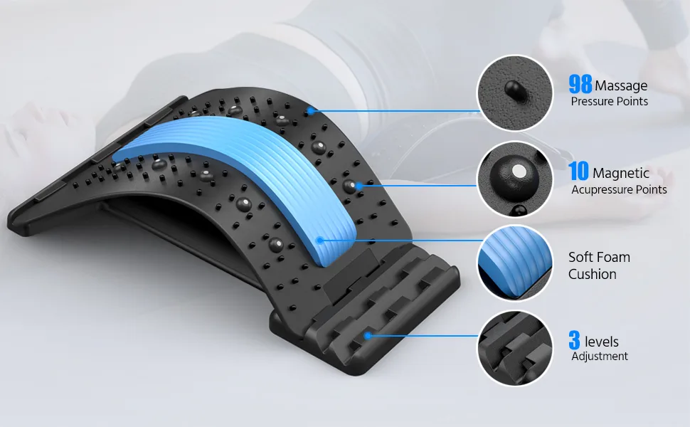 CNON Back Stretcher for Low Back Pain Relief, Multi-Level Back Cracker Board, Lower and Upper Back Popper for Herniated Disc, Sciatica, Scoliosis, Black - product information 2