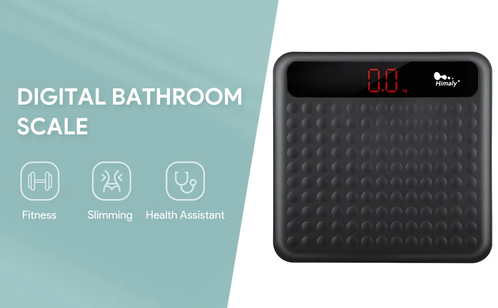 Digital Body Weight Bathroom Scale, High Precision Measurements Scales with Large Non Slip Silicone Platform and LCD Digital Display, 400lbs/180kg Capacity (Black) 1-Black - product information 2