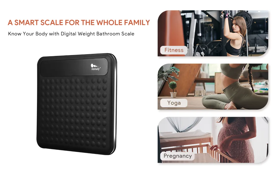 Digital Body Weight Bathroom Scale, High Precision Measurements Scales with Large Non Slip Silicone Platform and LCD Digital Display, 400lbs/180kg Capacity (Black) 1-Black - product information 6