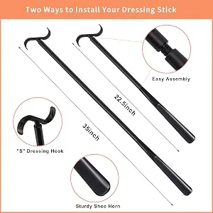 7 In 1 Hip Knee Back Replacement Recovery Kit With 32" Grabber Reacher Tool, Slick Sock Aid, Sturdy Long Shoe Horn & Dressing Stick, Leg Lifter, Bath Sponge, Storage Bag - product information 3