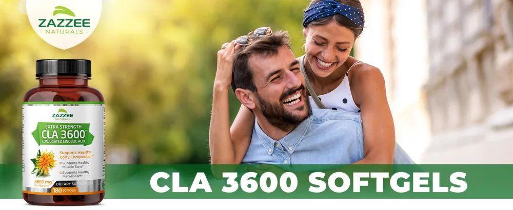 Zazzee Extra Strength CLA 3600 mg Conjugated Linoleic Acid - 180 Softgels - cla conjugated linoleic acid muscle tone healthy lipid levels 2000 3000 3600 4500 1000 zazzee 3600
