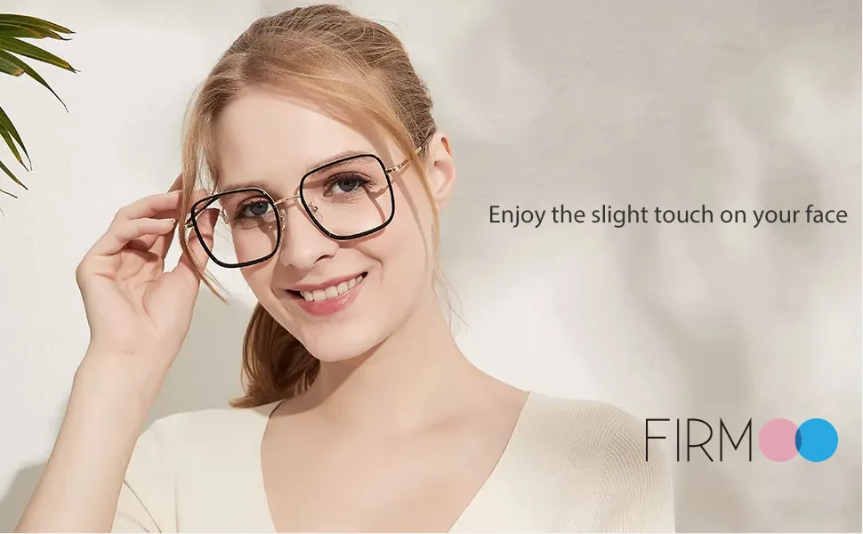 Firmoo Blue Light Blocking Glasses Women/Men, Anti Eyestrain Anti Glare, Light Weight Frame for Digital Screen S16613-pink Clear Medium - oversize square glasses