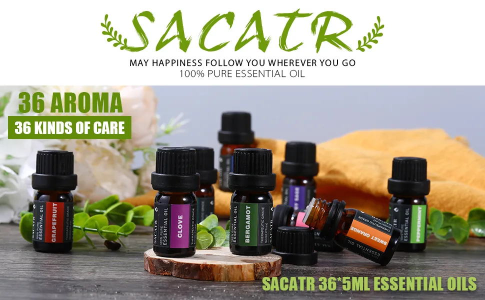 36 Bottles Essential Oils Set -100% Natural Essential Oils-Perfect for Diffuser, Humidifier,Aromatherapy, Massage,Skin & Hair Care, Soap, Candle Bath Bombs Making (5ml/0.17oz) 36 bottles*5ml - Essential Oil Set