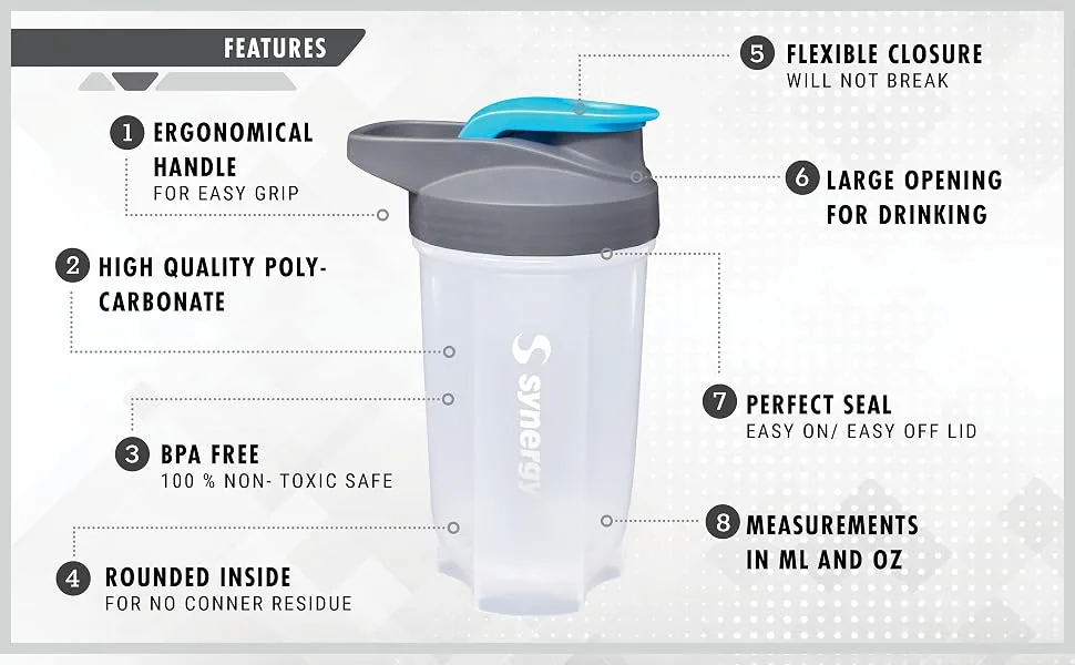 Synergy Protein Nutrition Shaker Bottle 3-Pack (18oz., Blue/Green/Pink) 18oz. Blue/Green/Pink - shaker bottle, protein shaker bottle, shaker bottles, shaker bottle 24oz., shaker bottle 18oz.
