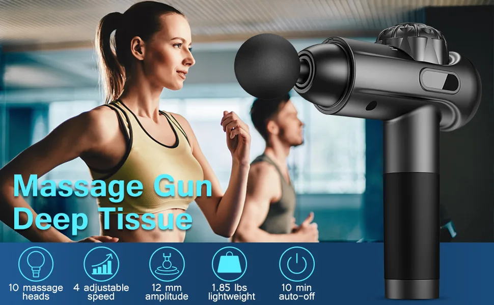 Massage Gun Deep Tissue, Upgrade Percussion Massager Gun for Athletes Handheld Muscle Massage Gun (Black) - massage gun