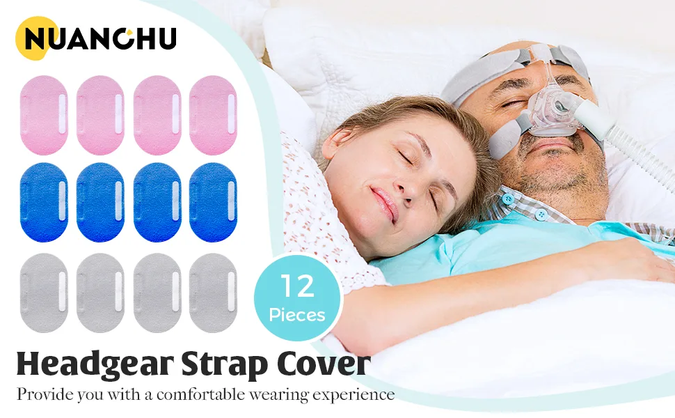 12 Pieces Headgear Strap Cover Comfortable No Face Marks Strap Covers to Reduce Face Neck Pressure(Gray) - product information 1