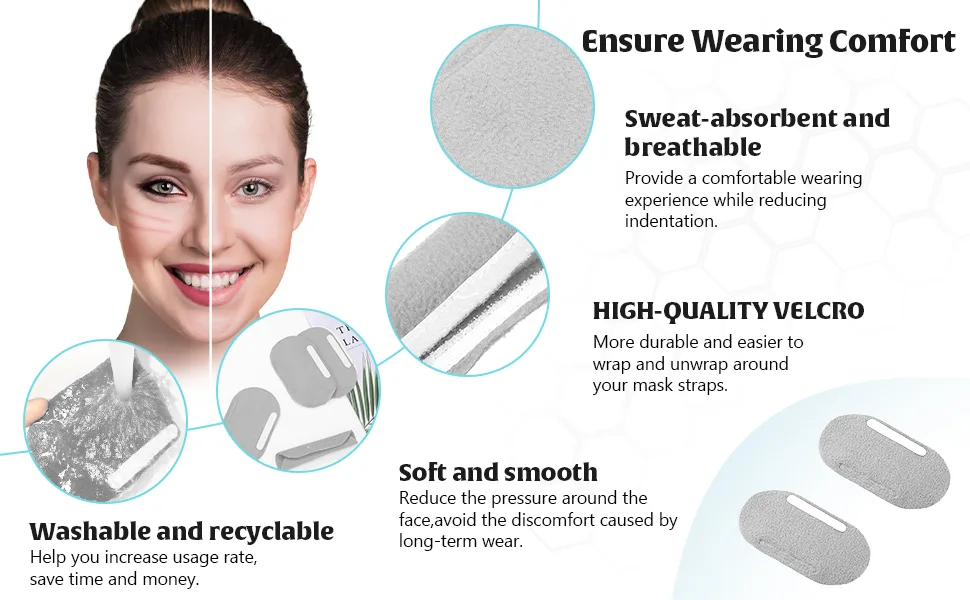 12 Pieces Headgear Strap Cover Comfortable No Face Marks Strap Covers to Reduce Face Neck Pressure(Gray) - product information 2
