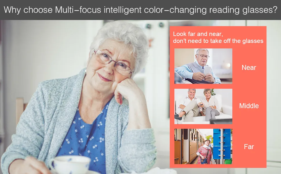 Photochromic Progressive Multifocal Computer Reading Glasses Anti UV Sun Readers 2.0 X - Why Choose Photochromic Progressive Multi-Focus Reading Glasses?
