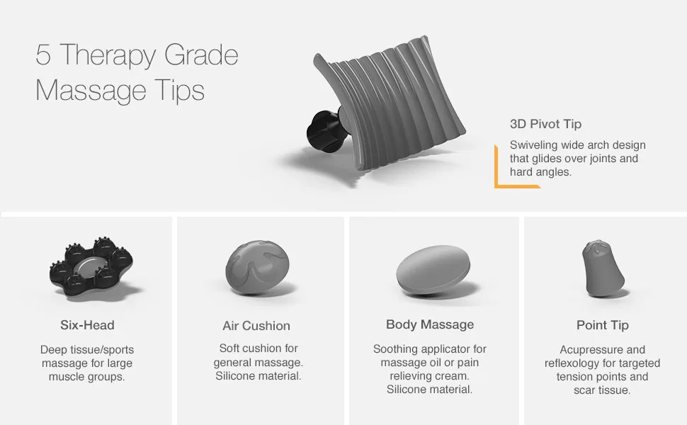PUREWAVE™ by PADO CM-05 Percussion Massager with 5 attachments (White) - PADO CM-05 02