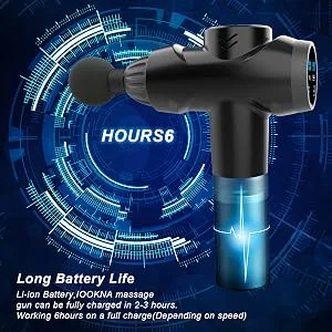 Percussion Massage Gun, Upgrade Muscle Handheld Deep Tissue Massager (Grey)-– Six Different Adjustable Heads for Different Muscle Groups - 20 Speed Options - product information 2