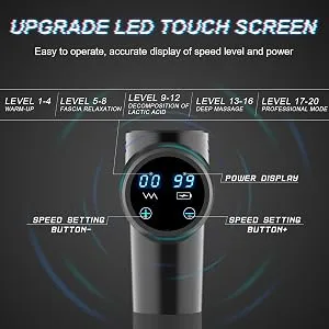 Percussion Massage Gun, Upgrade Muscle Handheld Deep Tissue Massager (Grey)-– Six Different Adjustable Heads for Different Muscle Groups - 20 Speed Options - product information 4