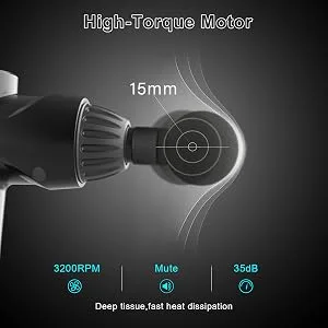 Percussion Massage Gun, Upgrade Muscle Handheld Deep Tissue Massager (Grey)-– Six Different Adjustable Heads for Different Muscle Groups - 20 Speed Options - product information 5
