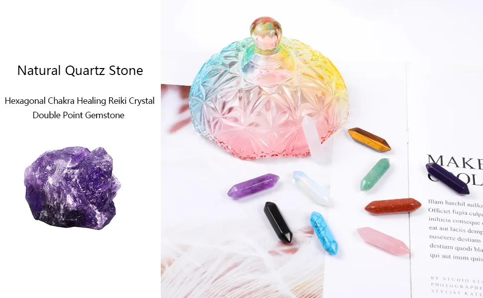 Rose Quartz Crystal 10 PCS Rose Quartz Point Hexagonal Healing Reiki Stone Pendant Bulk for Jewelry Making - crystal point wands