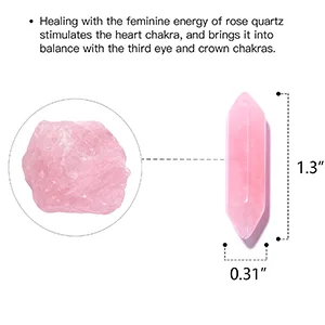 Rose Quartz Crystal 10 PCS Rose Quartz Point Hexagonal Healing Reiki Stone Pendant Bulk for Jewelry Making - rose quartz point