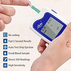 Diabetes Testing Kit - Lovia Blood Sugar Test Kit, 50 Glucometer Strips, 1 Lancing Device, 50 Lancets and Carrying Case, Glucose Meter Kit with Strips and Lancets, No Coding - Accurate and Reliable