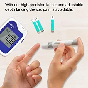 Diabetes Testing Kit - Lovia Blood Sugar Test Kit, 50 Glucometer Strips, 1 Lancing Device, 50 Lancets and Carrying Case, Glucose Meter Kit with Strips and Lancets, No Coding - Painless Test