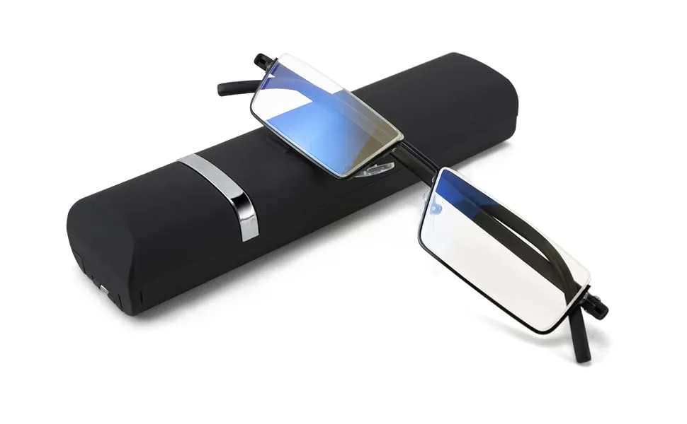 Half Frame Blue Light Blocking Reading Glasses Women Men Lightweight TR90 Rim Readers with Case Red 1.0 x - product information 2