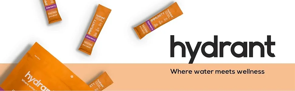 Hydrant Immunity Vitamins Electrolyte Powder - Supplement with Vitamin C, B12, B6, Zinc - Immune, Hydration, & Energy Support – Hydration Powder Stick Packets (Elderberry, 30 Count) Elderberry 30 Count (Pack of 1) - hydration packets minerals for water sugar free electrolytes electrolyte supplement