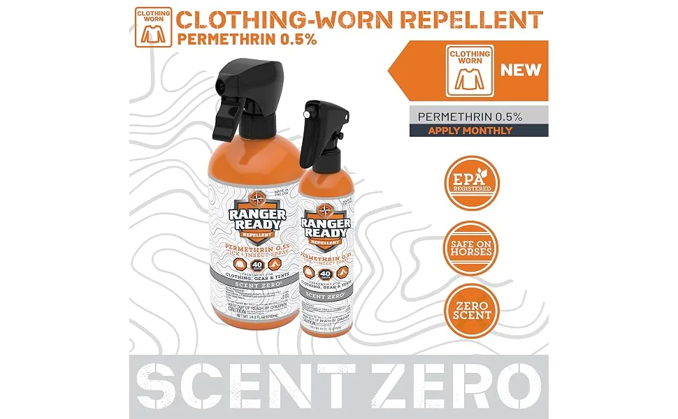 Ranger Ready Permethrin 0.5% Clothing-Worn Repellent, Scent Zero, 24 Fl Oz. 24 Fl Oz (Pack of 1) - Banner