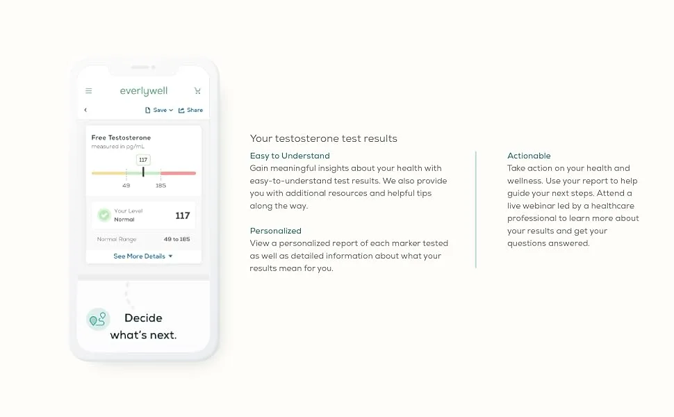 Everlywell Testosterone Test - at-Home Collection Kit - Accurate Results from a CLIA-Certified Lab Within Days - Ages 18+ - everlywell