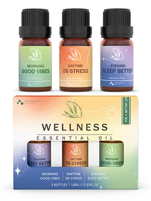 ASAKUKI Wellness Essential Oils Blends Set 3*10ML, Pure Natural Aromatherapy Diffuser Oils - Mood Uplift, Relaxation, Good Rest - for Massage, Candle Soap Making, Room Cleaning, Humidifiers Wellness Set - product information 6