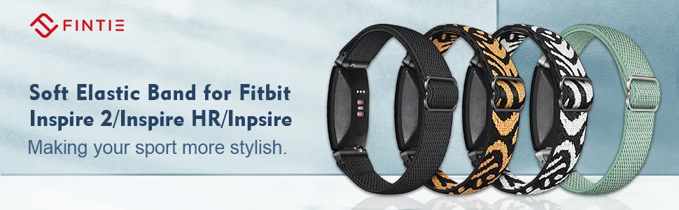 Fintie Elastic Bands Compatible with Fitbit Inspire 2 / Inspire HR/Inspire, Adjustable Stretchy Nylon Loop Band Breathable Replacement Strap Accessory Wristband, Black - Fintie Elastic Bands for Fitbit Inspire 2 / Inspire HR / Inspire