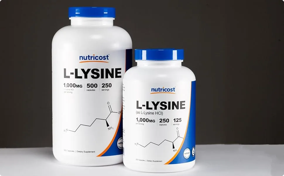 Nutricost L-Lysine 1000mg, 250 Capsules - 500mg Per Cap, Gluten Free, Non-GMO - Nutricost L-Lysine