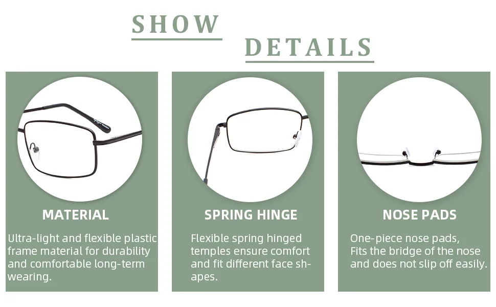 READING GLASSES 3 pack Metal Readers for Men 3 Black 2.0 x - DETAILS